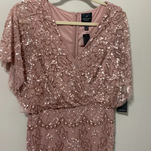 NWT!‎ Adrianna Papell Women's Beaded Mesh Blouson Dress - Picture 4 of 9